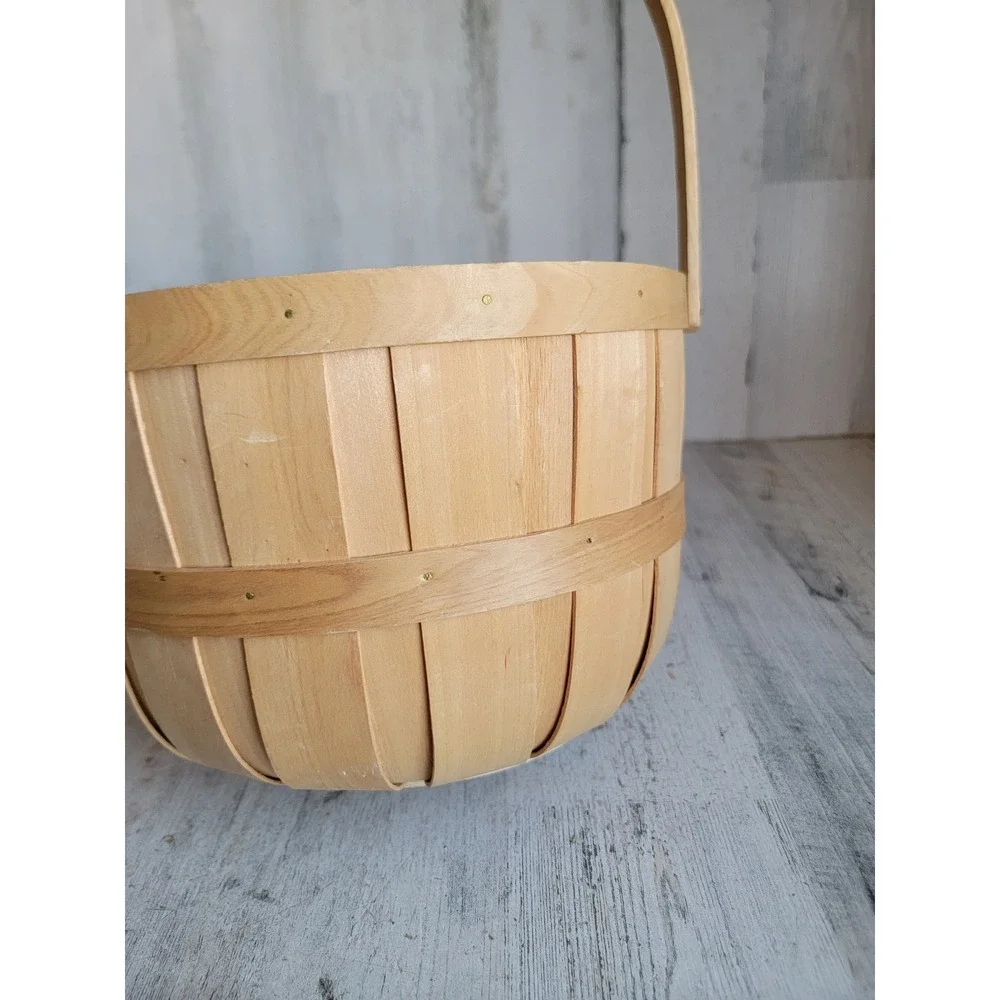 Vintage style‎ bushel basket picnic round home decor storage tan